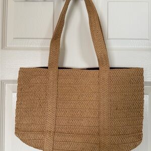 Tan Woven Tote Bag